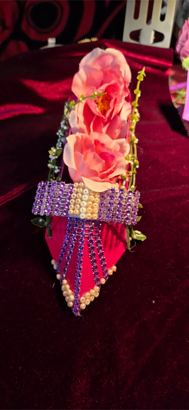 Pink and Purple Beaded Flower Shoe Clip