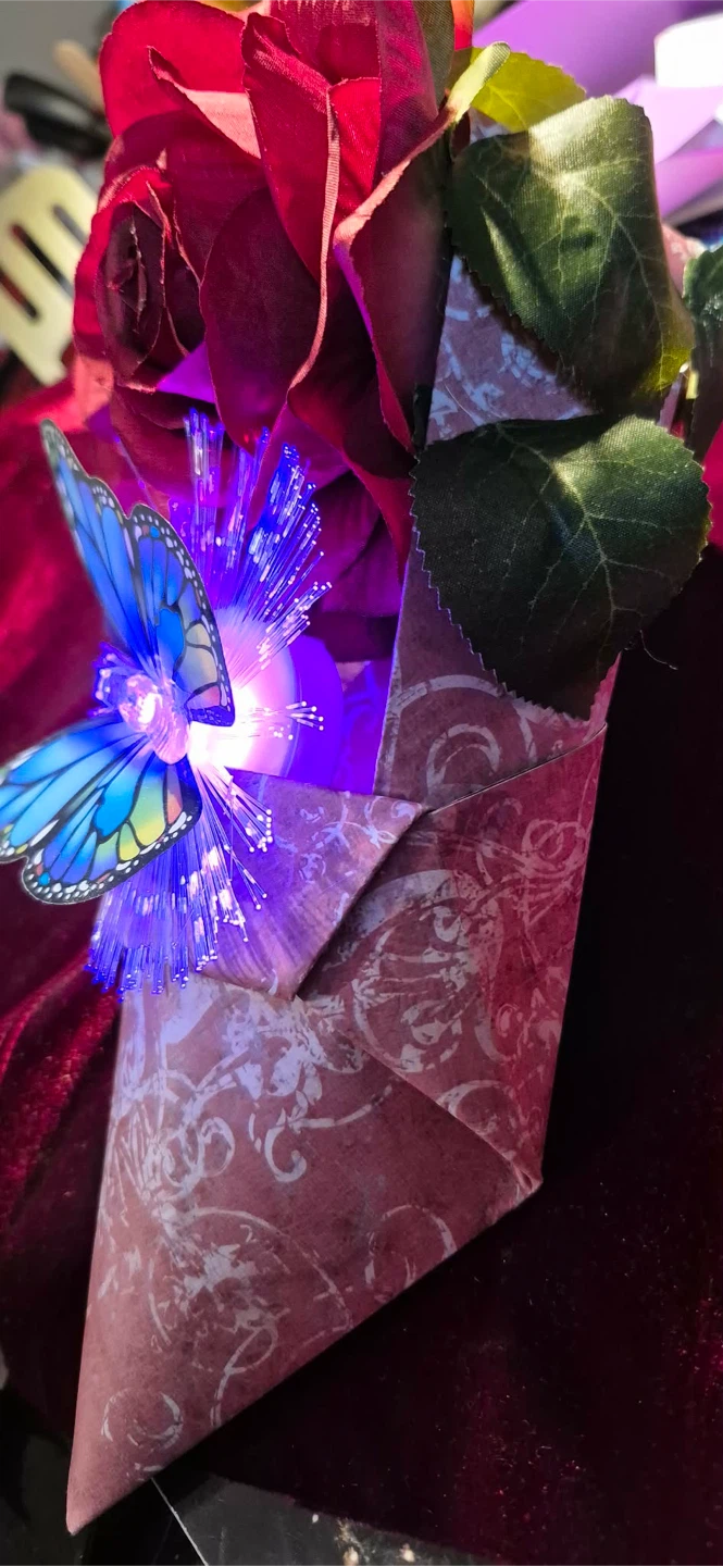 Decorative Light-Up Rose with Butterfly
