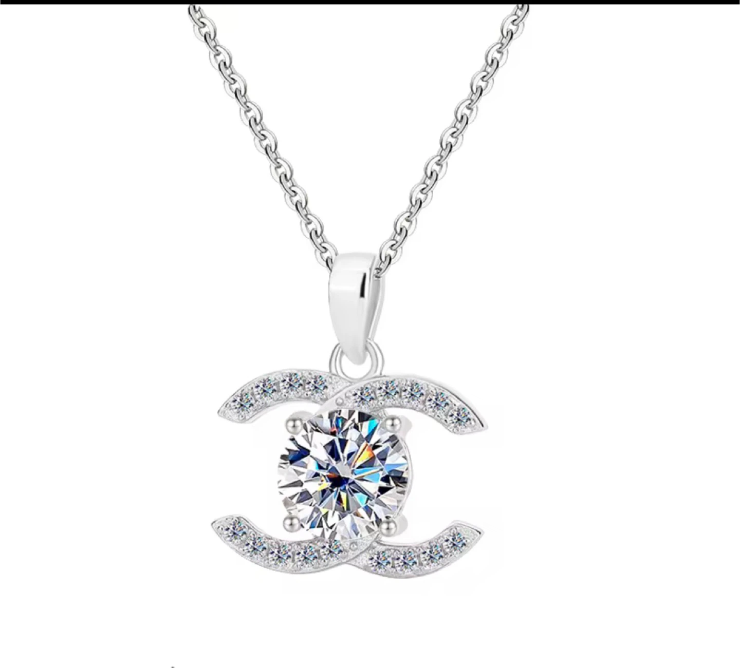 Moissanite CC Pendant Necklace - photo 2