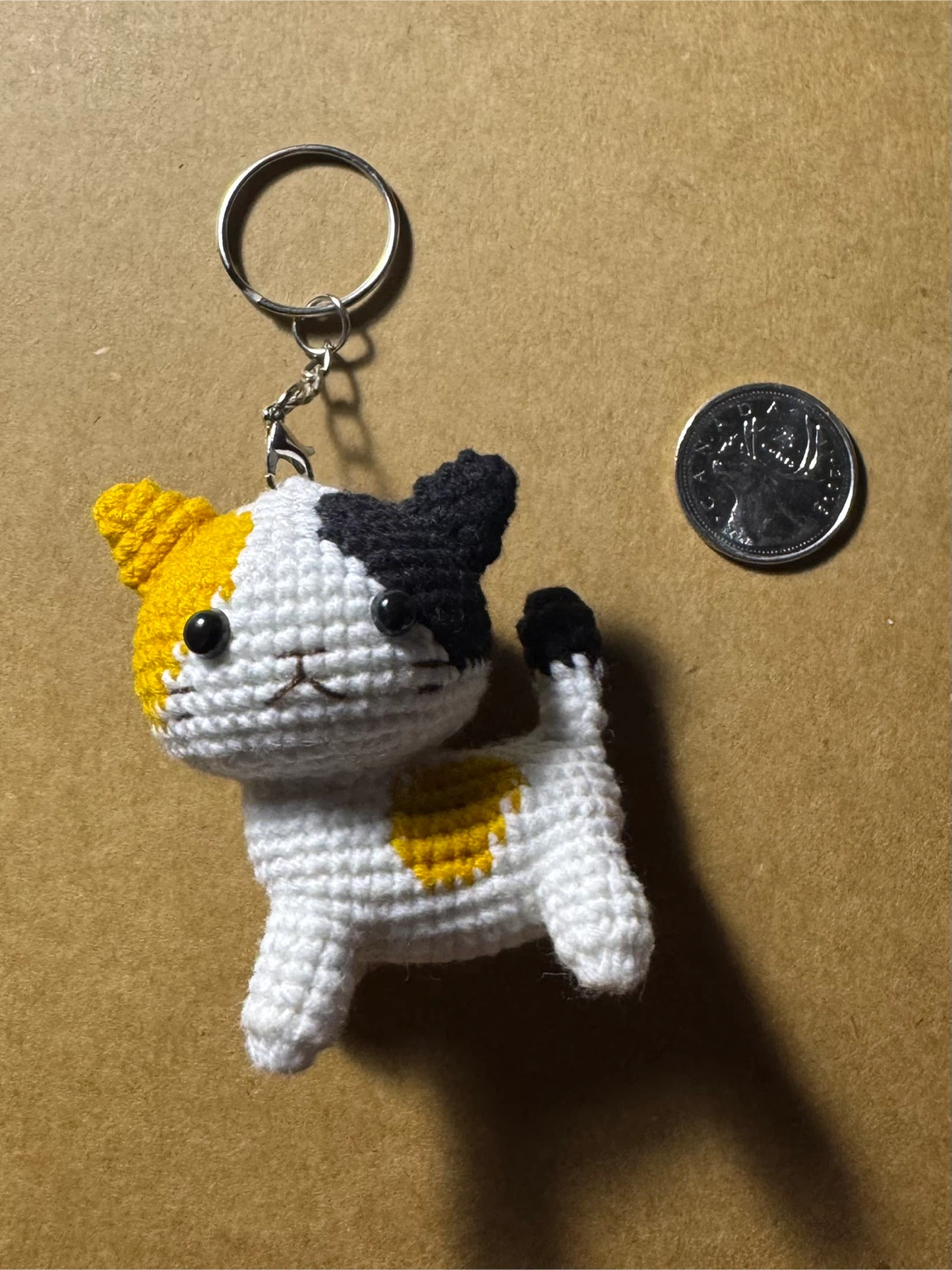 Handmade Crochet Calico Cat Keychain
