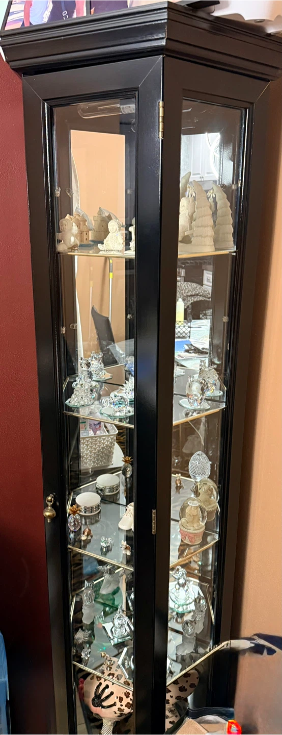 Black Corner Curio Cabinet with Glass Doors
