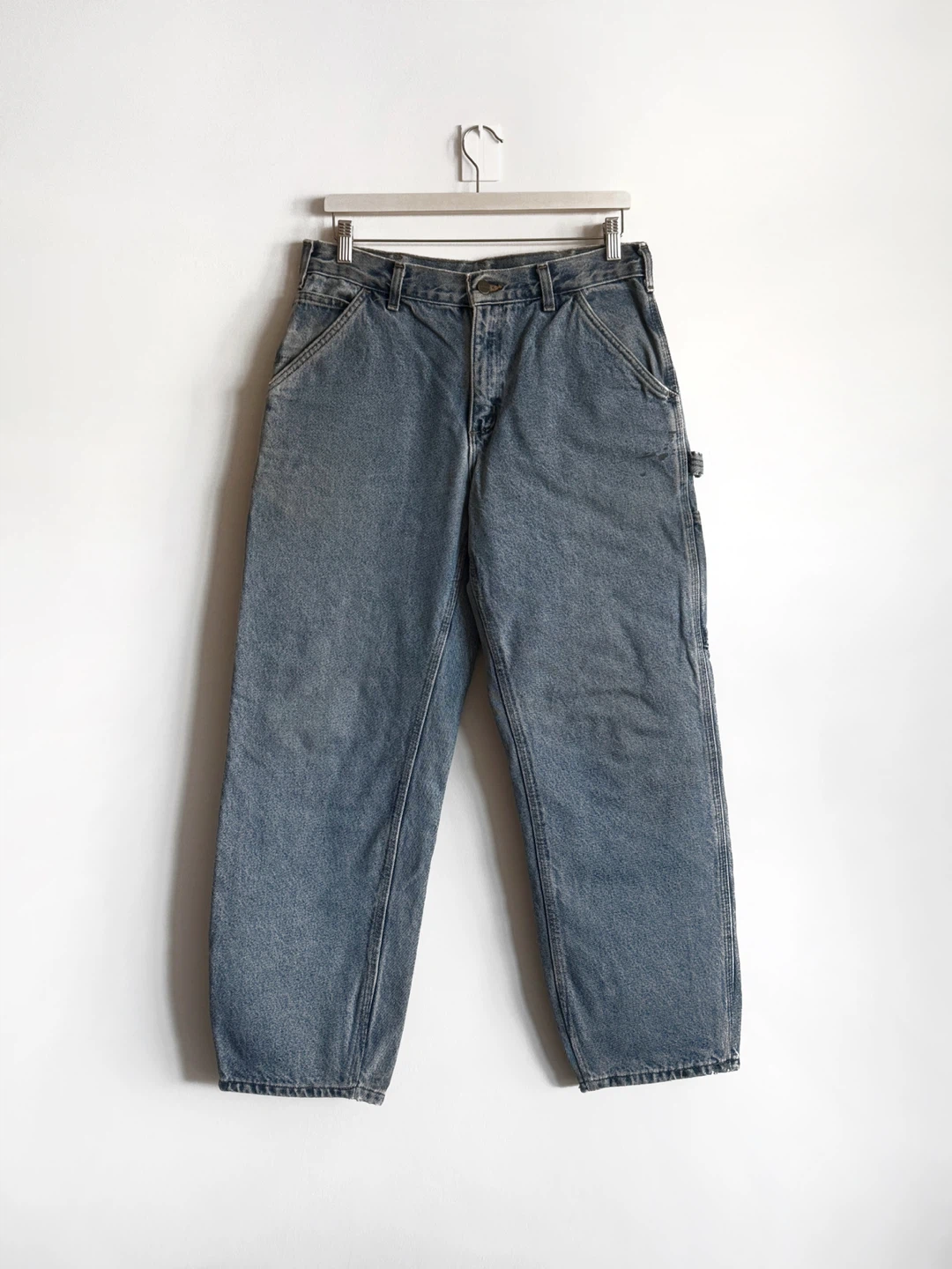 Carhartt B236 DST Flannel Lined Carpenter Jeans 32×30 Light Wash