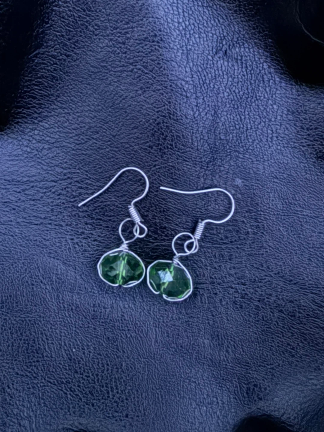 Green Beaded Wire Wrapped Earrings