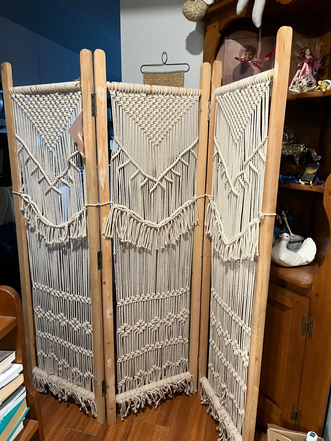 Macrame Folding Room Divider Screen