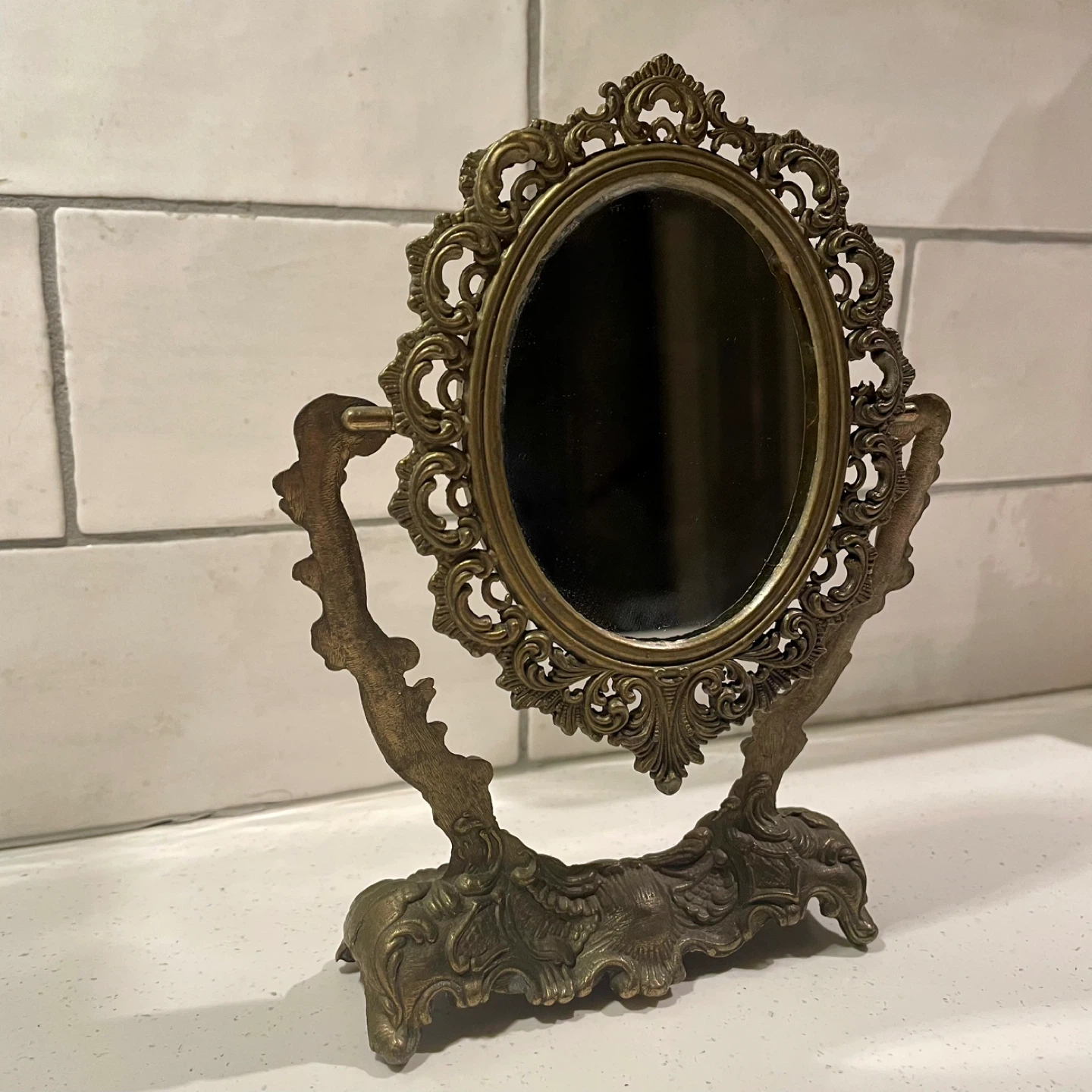 Vintage Ornate Hollywood Regency Vanity Table Top Mirror - photo 4