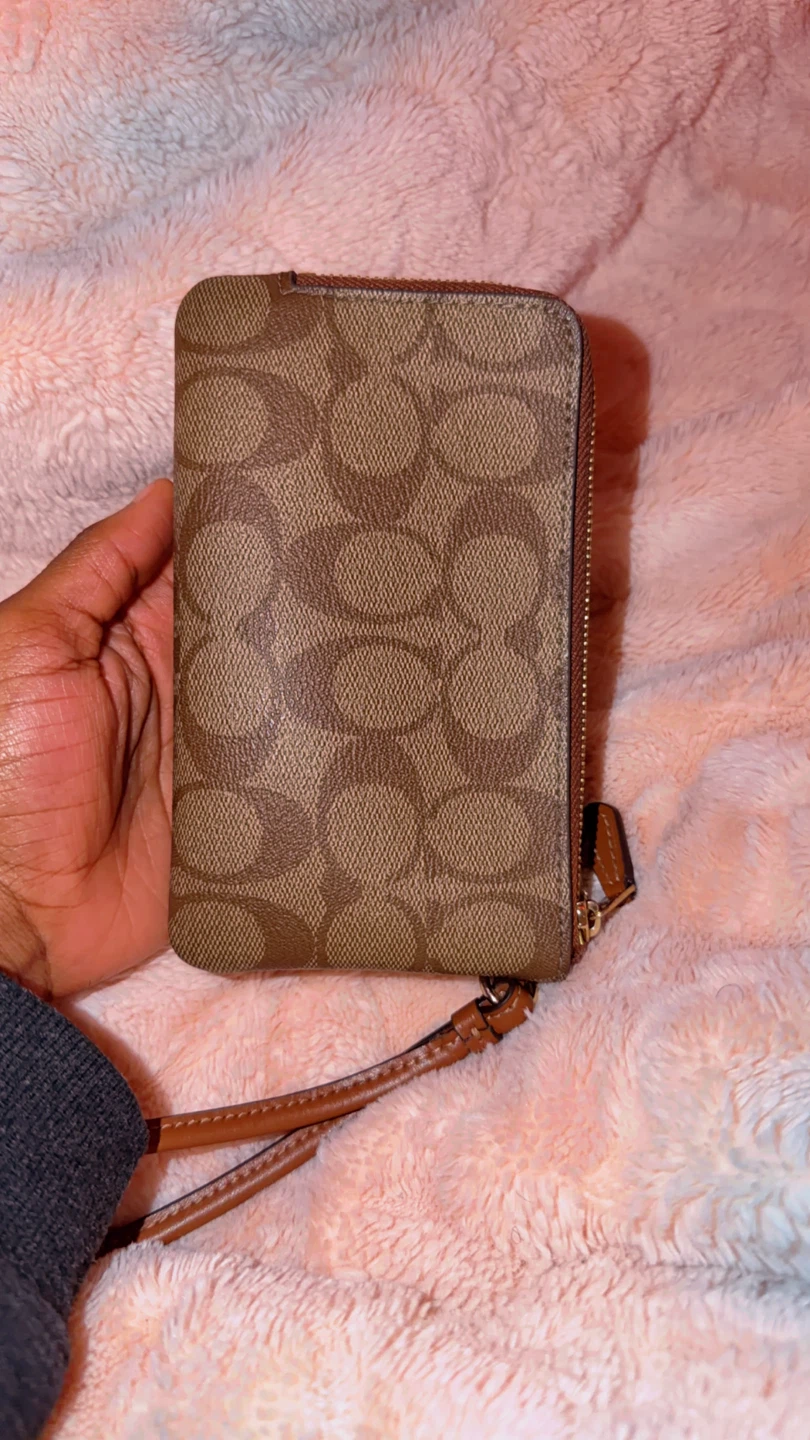Coach Signature Canvas double zip Wristlet Pouch - photo 3