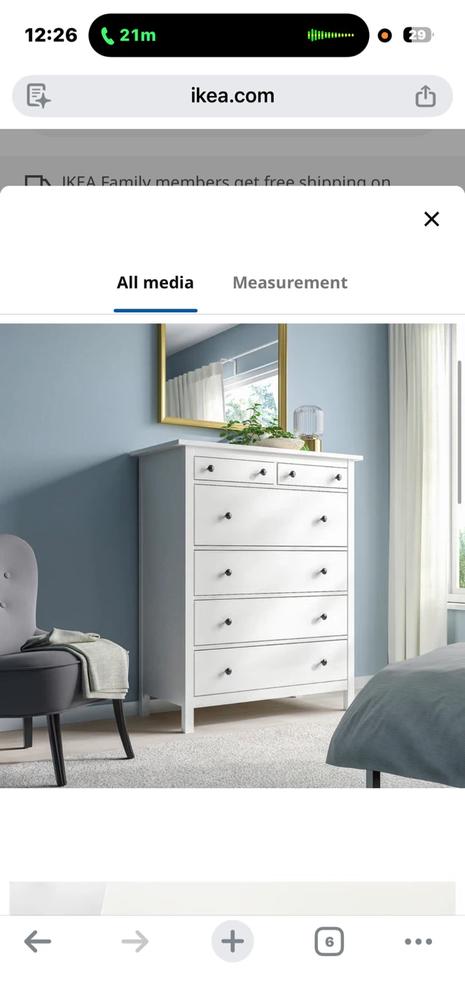 IKEA HEMNES 6 Drawer Dresser