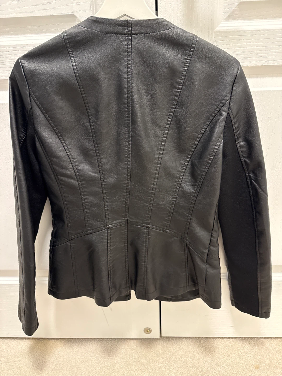 Suzy Shier Black Faux Leather Biker Jacket - photo 4
