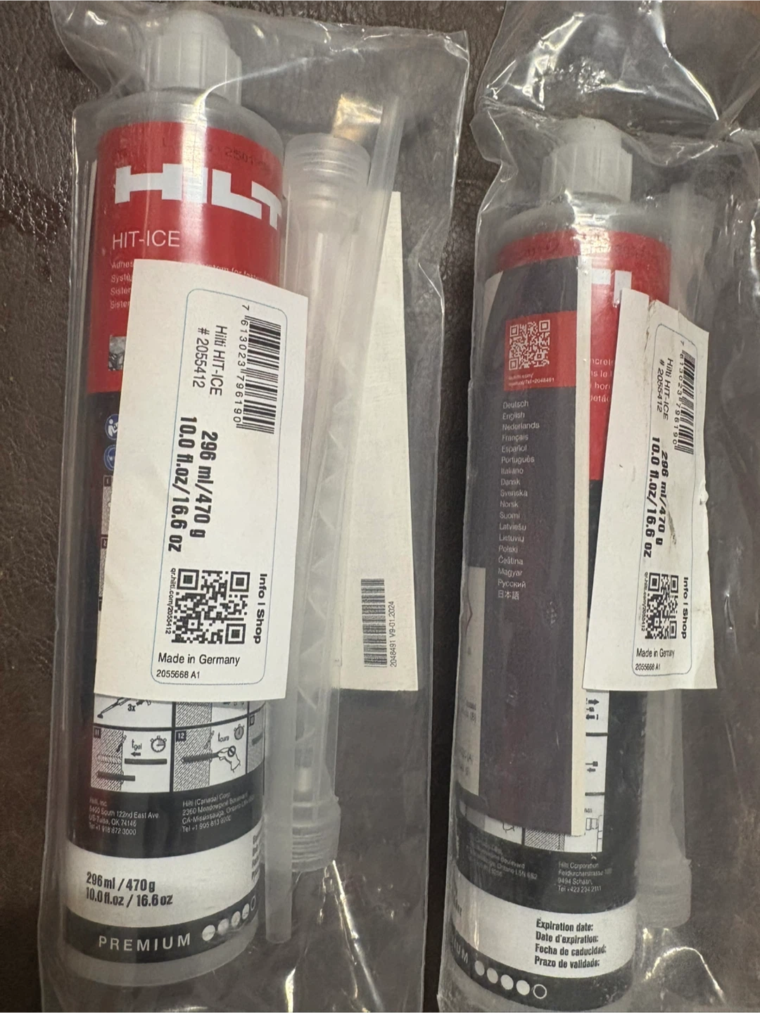 Hilti HIT-ICE Adhesive 296 ml / 470 g