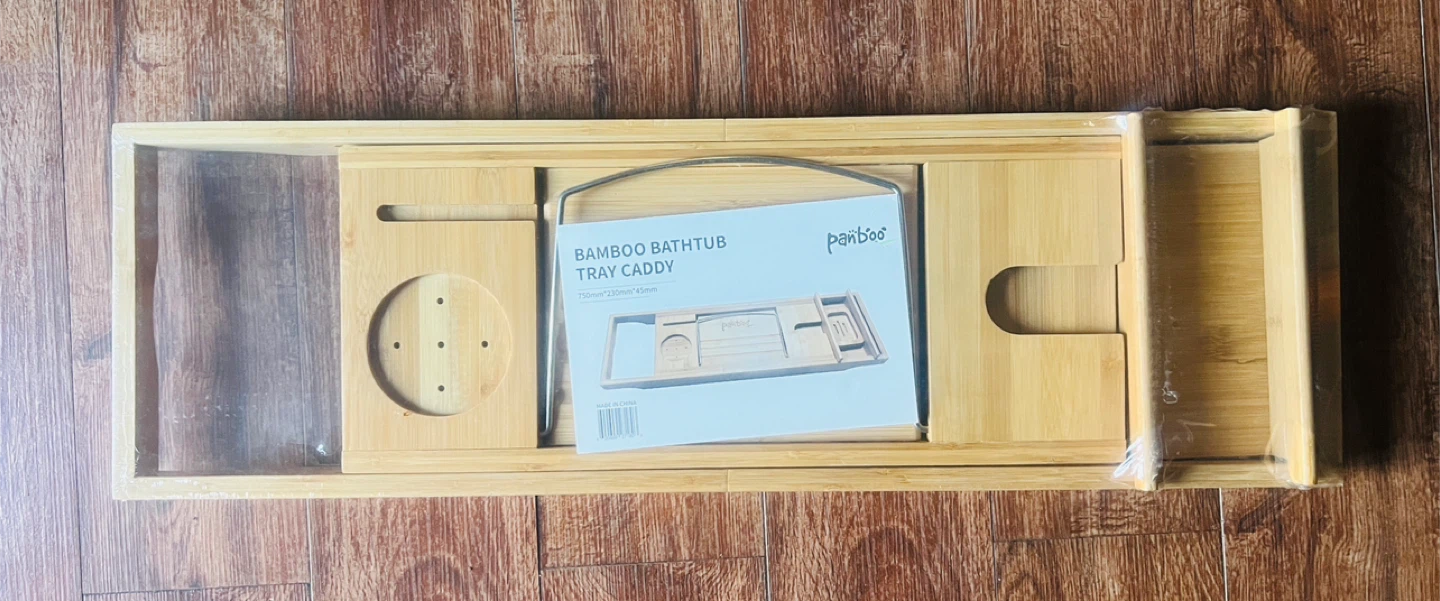 PaniBoo Bamboo Bathtub Tray Caddy