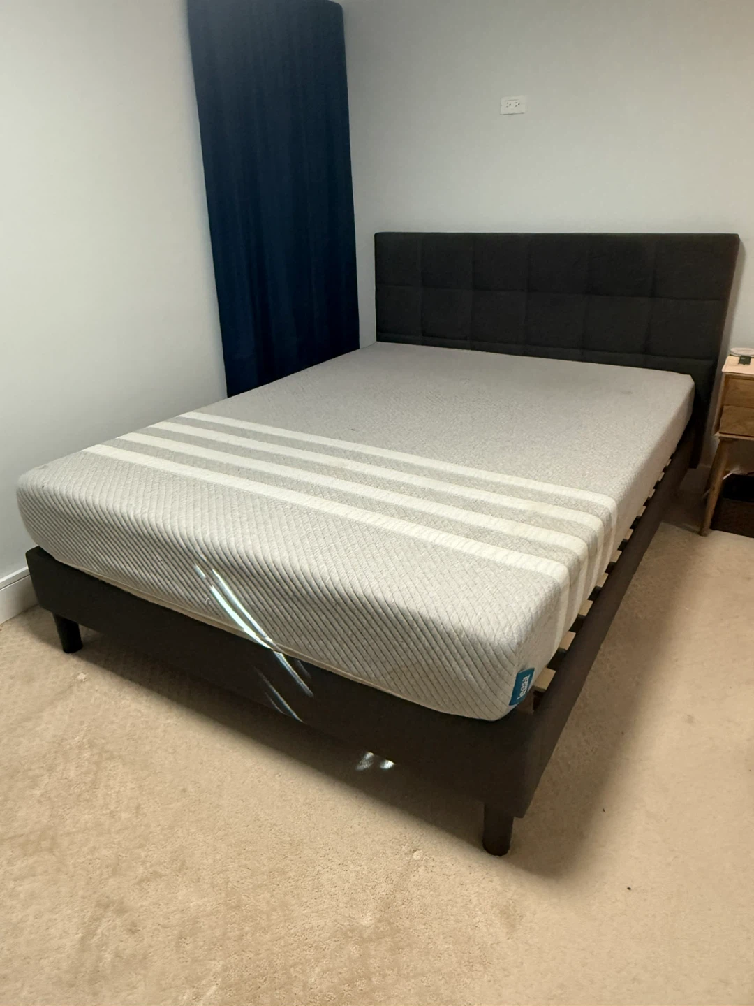 Queen Bed Frame with Headboard and mattress