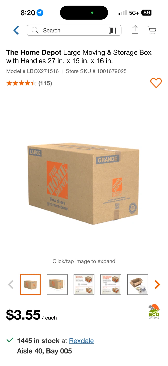 The Home Depot Large Moving & Storage Box with Handles