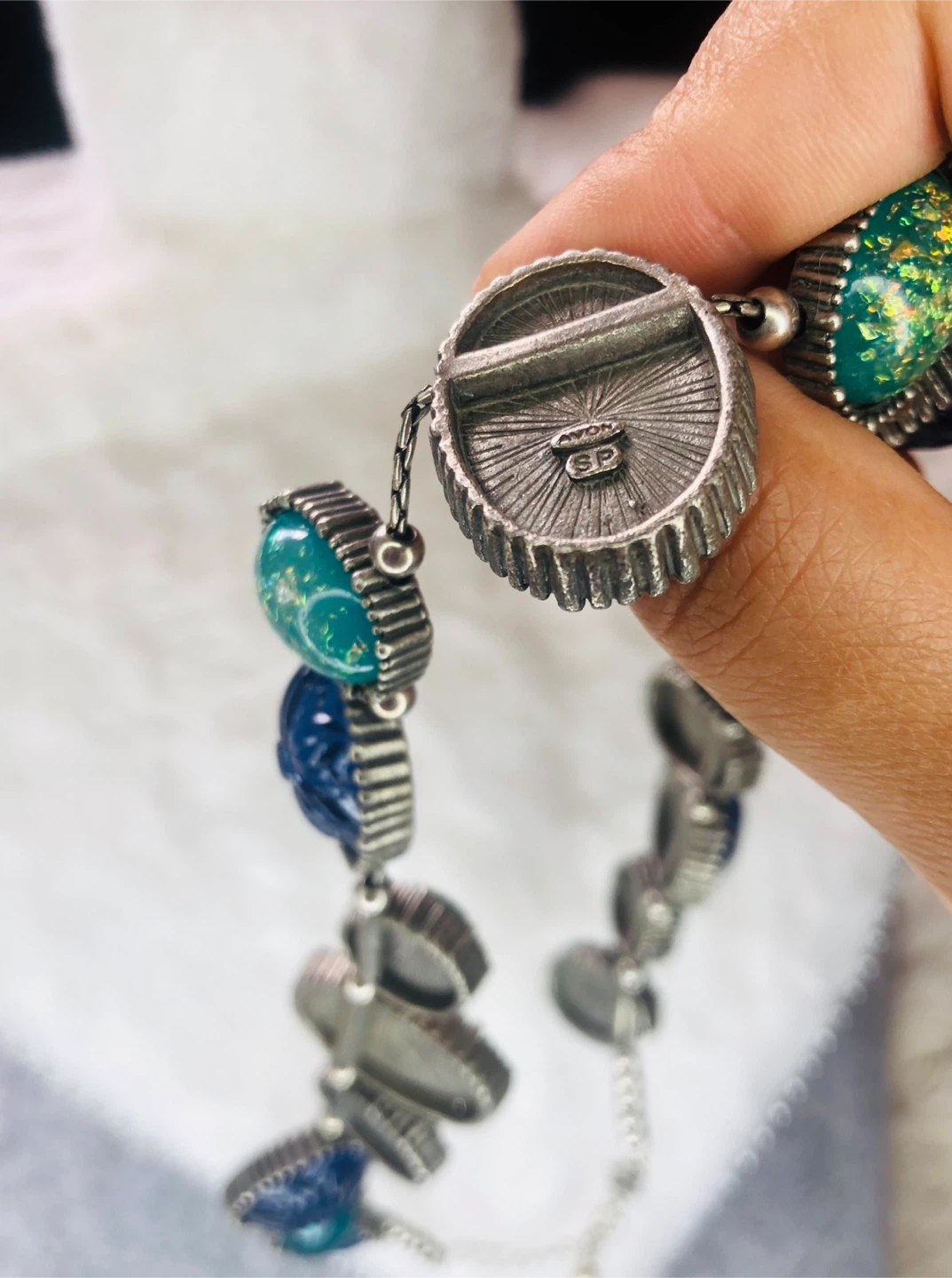 AVON "Glass Garden" Necklace - Blue & Green - photo 3