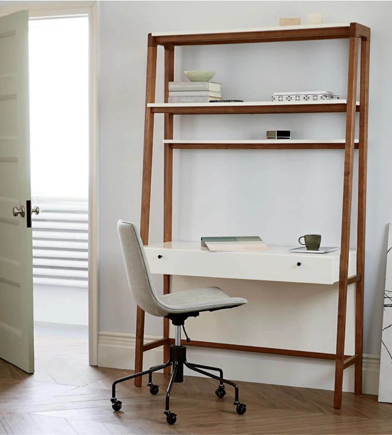 Ladder Desk with Shelving Unit