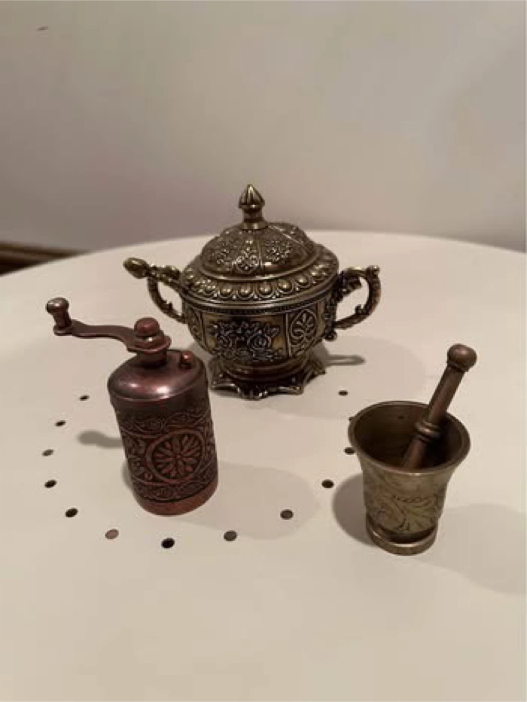 Vintage Metal Spice Grinder, Mortar & Pestle Set - photo 2