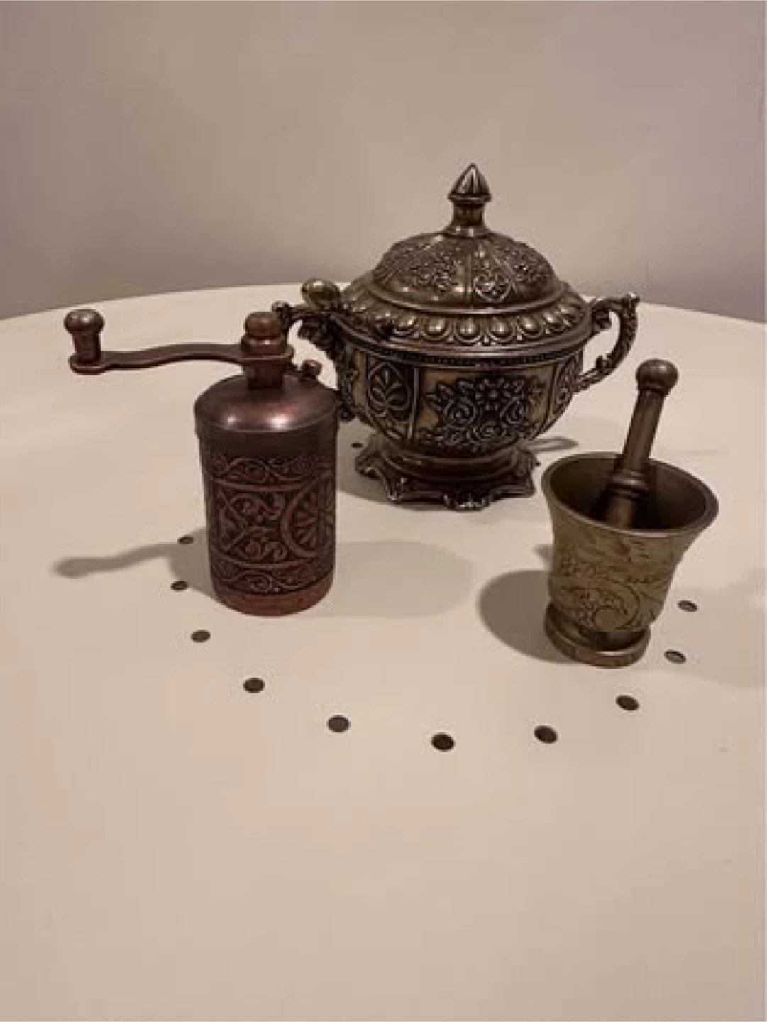 Vintage Metal Spice Grinder, Mortar & Pestle Set - photo 5