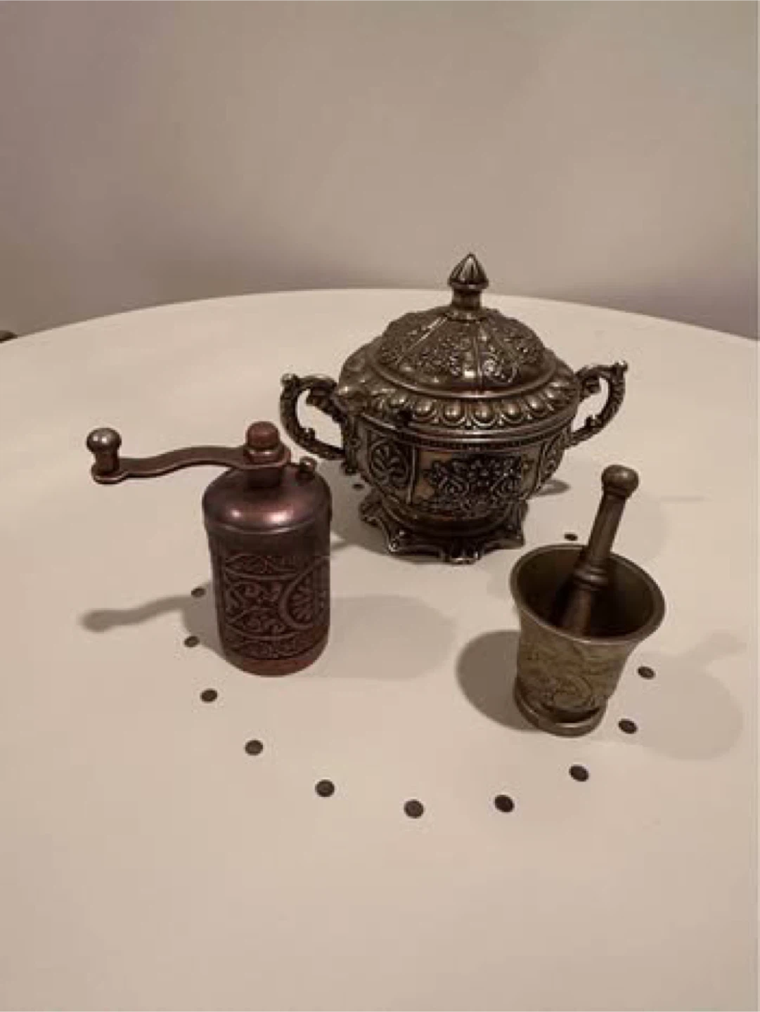 Vintage Metal Spice Grinder, Mortar & Pestle Set - photo 3