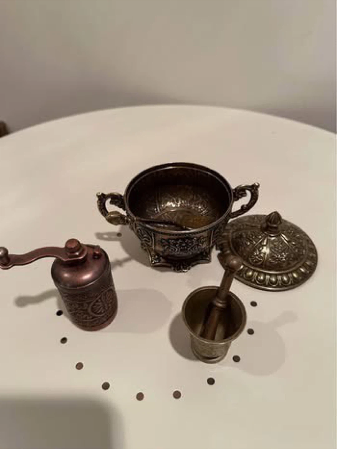Vintage Metal Spice Grinder, Mortar & Pestle Set - photo 4