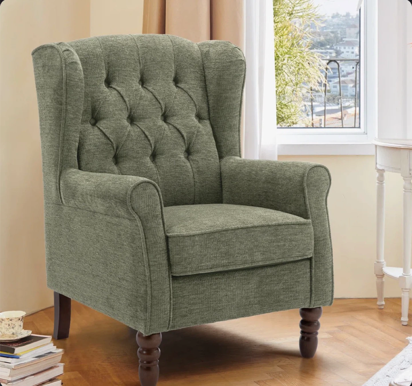 Modern Wingback Accent Chair - Green