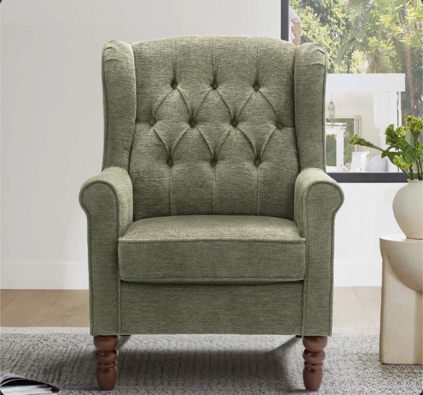 Modern Wingback Accent Chair - Green - photo 2
