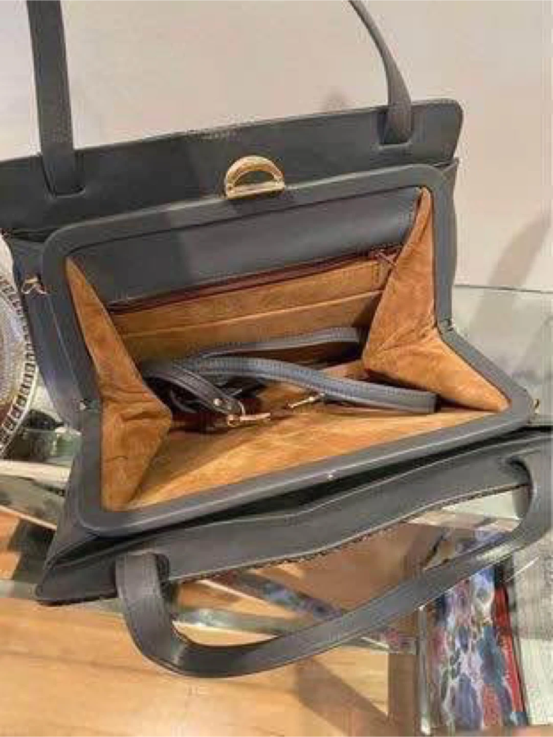Vintage Snakeskin & Grey Leather Top Handle Handbag - photo 4
