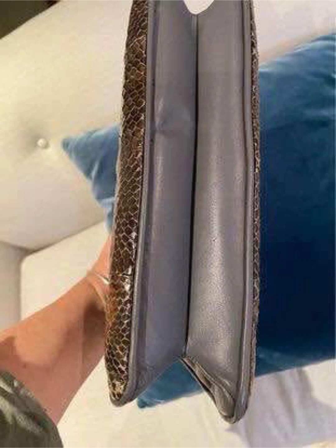 Vintage Snakeskin & Grey Leather Top Handle Handbag - photo 2