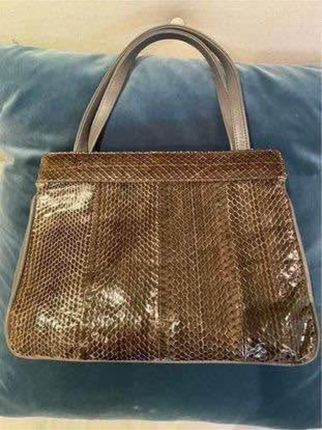 Vintage Snakeskin & Grey Leather Top Handle Handbag