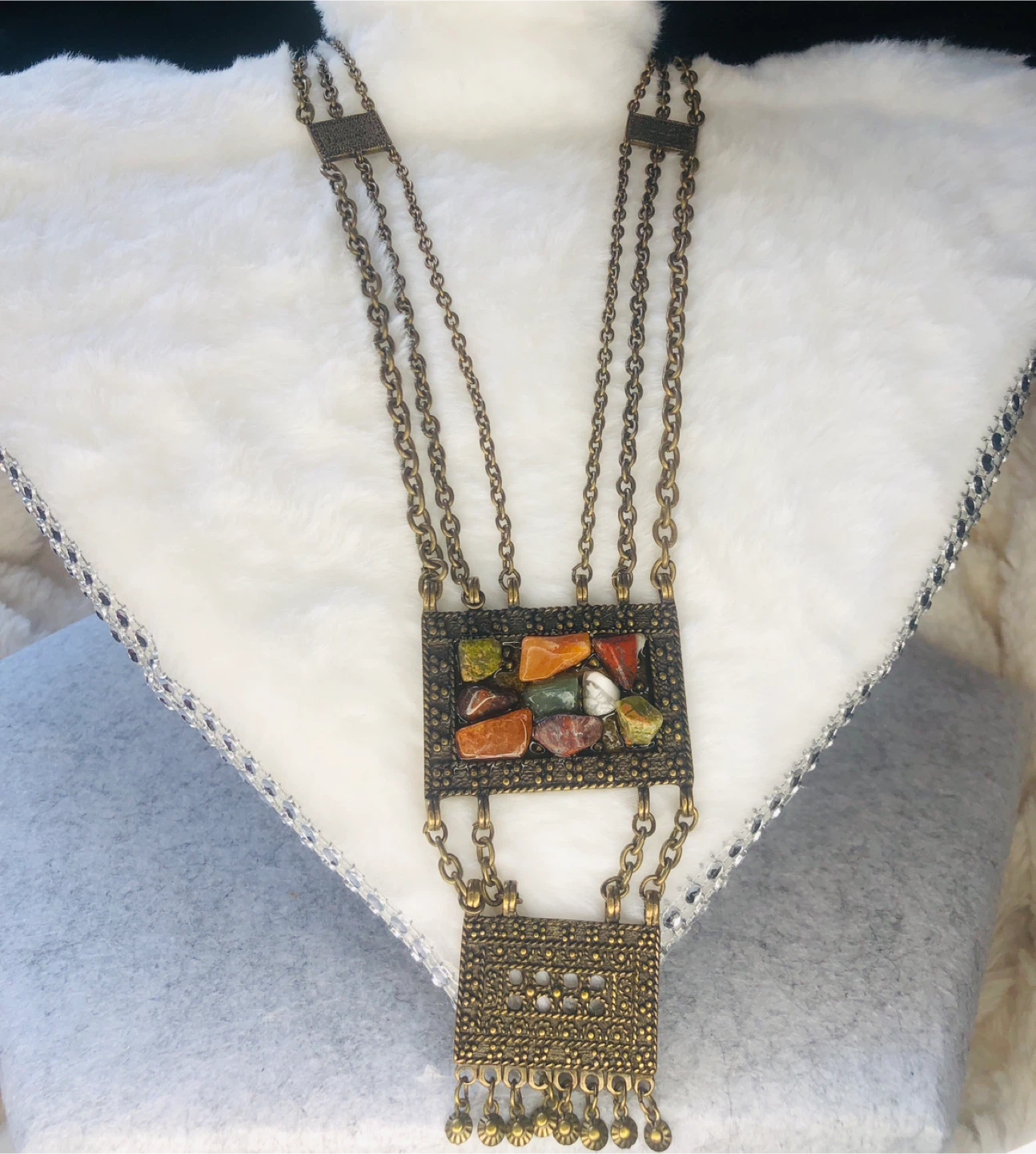 Bohemian Multistrand Necklace with Natural Stones - photo 3
