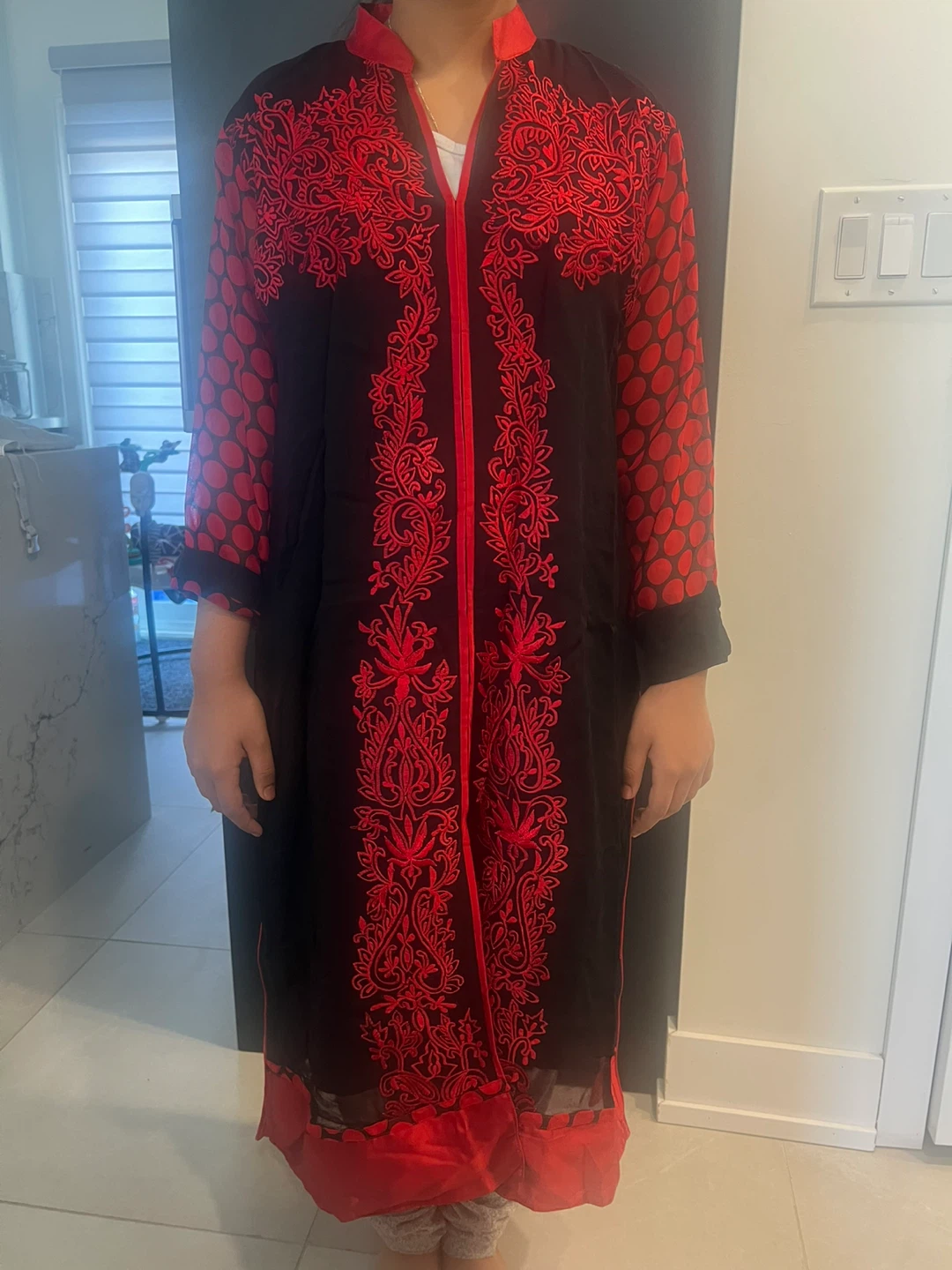 Black and Red/Purple Embroidered Kurti/Kaftan