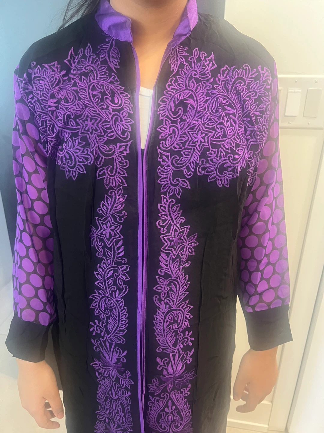 Black and Red/Purple Embroidered Kurti/Kaftan - photo 5