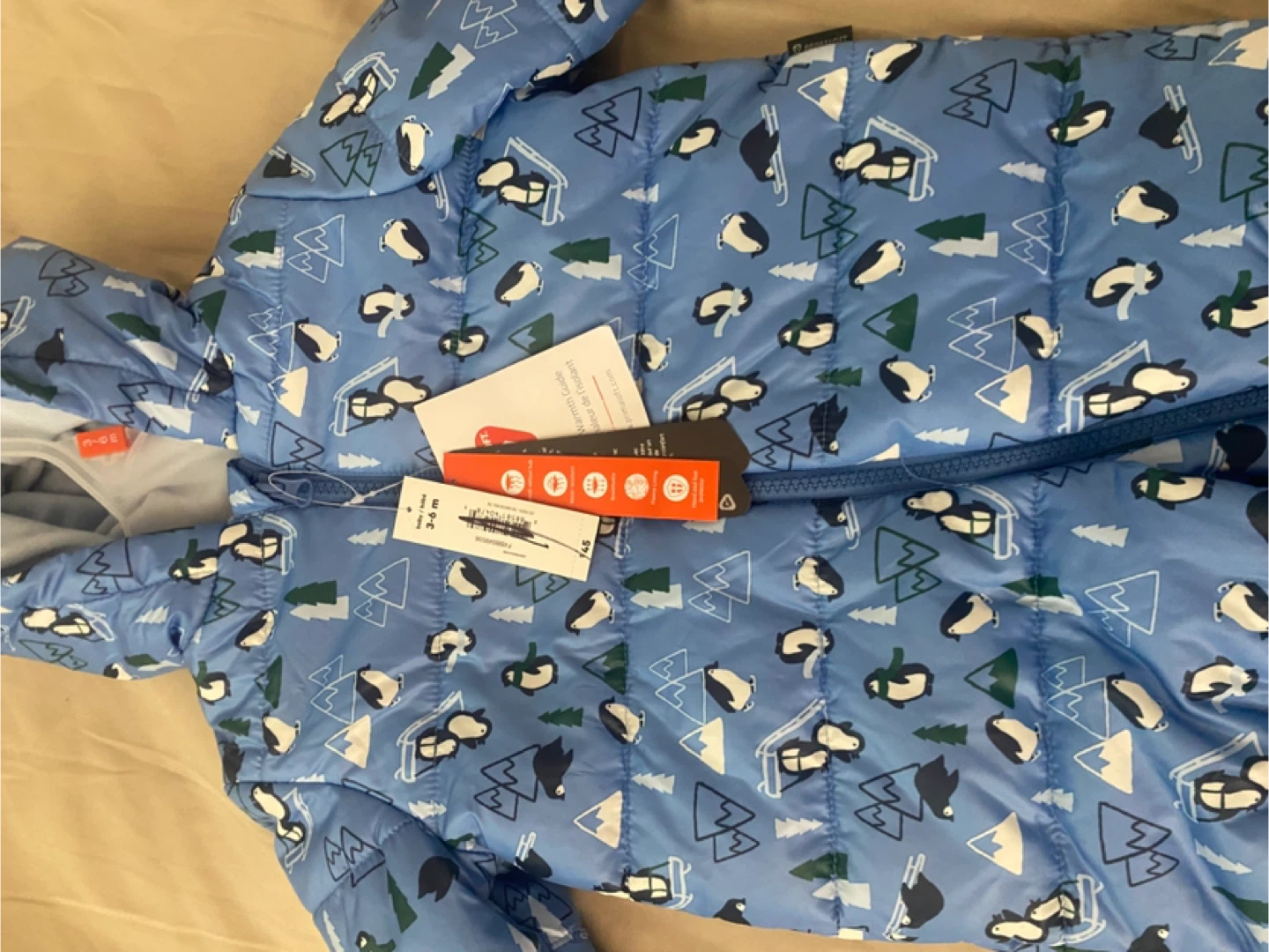 Kids Puffer Jacket - Blue Penguin Print BNWT - photo 3