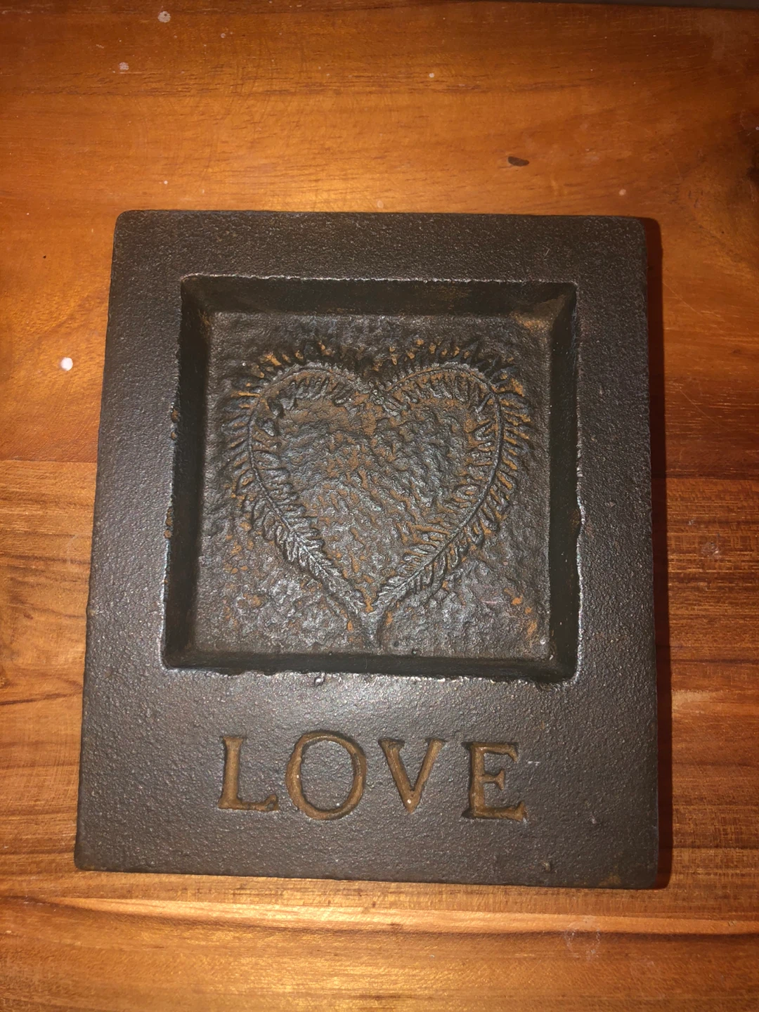 Vintage Cast Iron "Love" Heart Decor