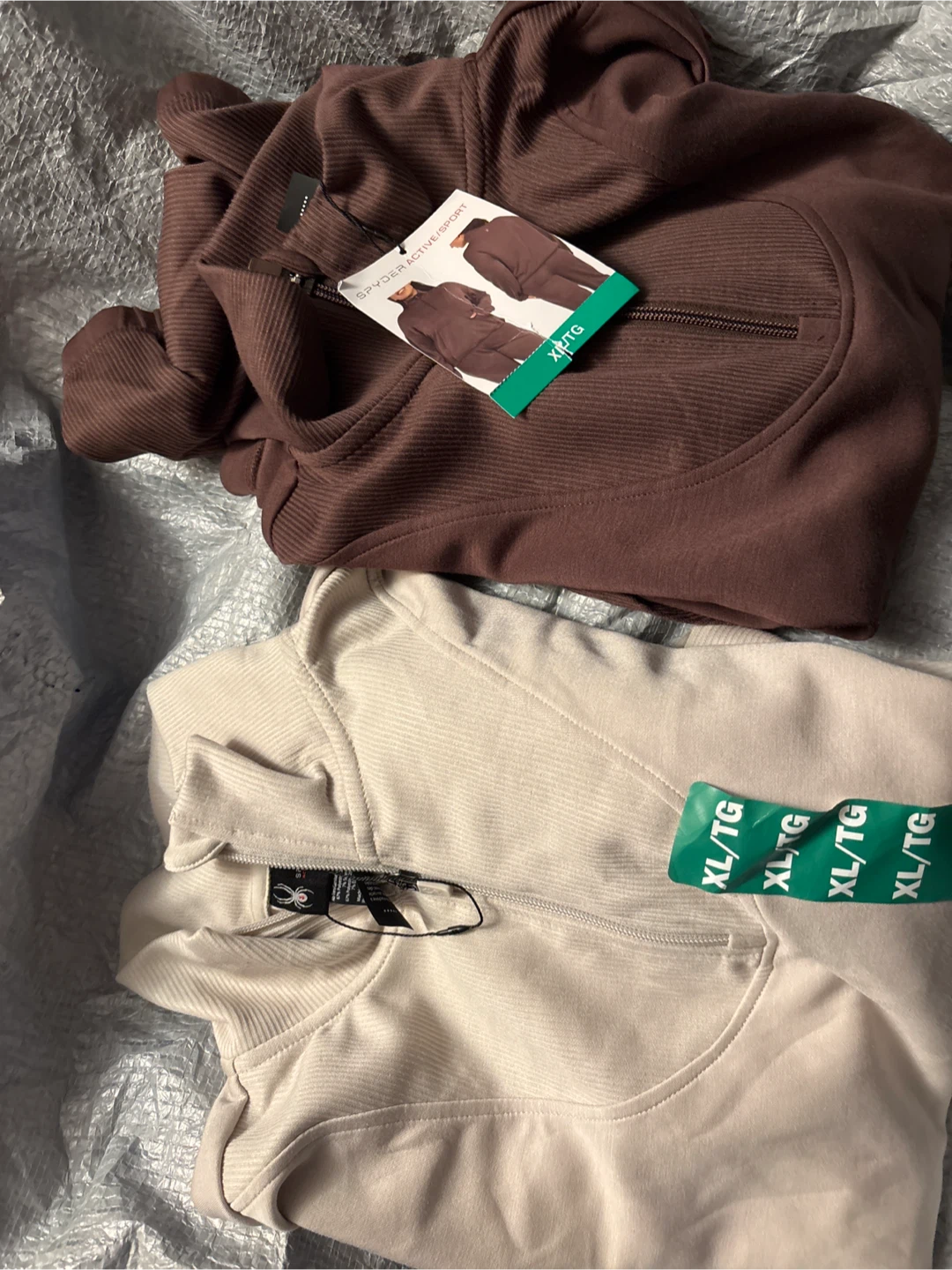 2pc Spyder Active Sport Pullover Half Zip XL/TG Brown & beige