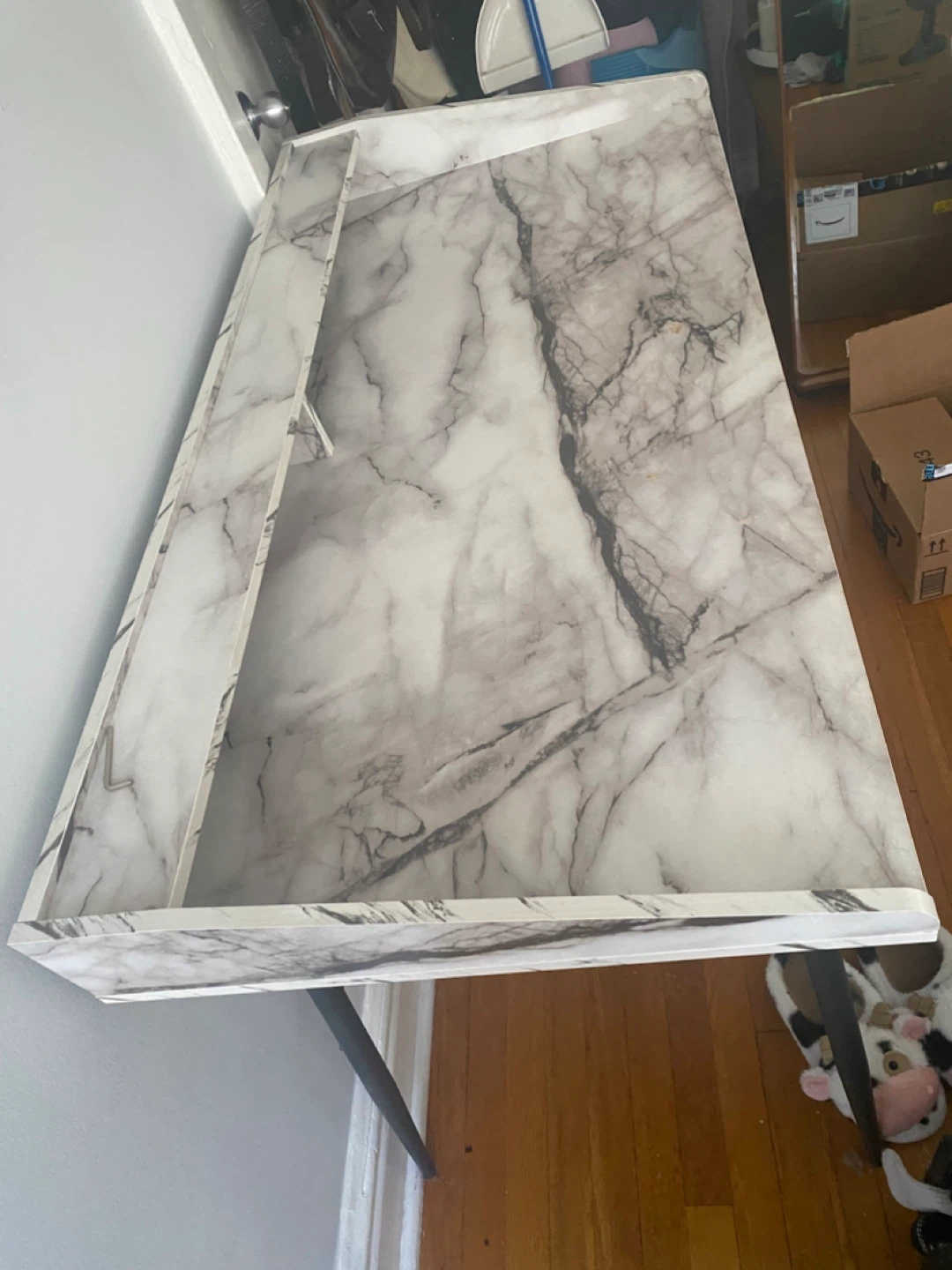 Marble Print Desk with Shelf - photo 2