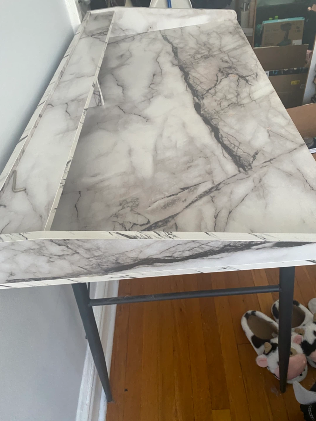 Marble Print Desk with Shelf - photo 3