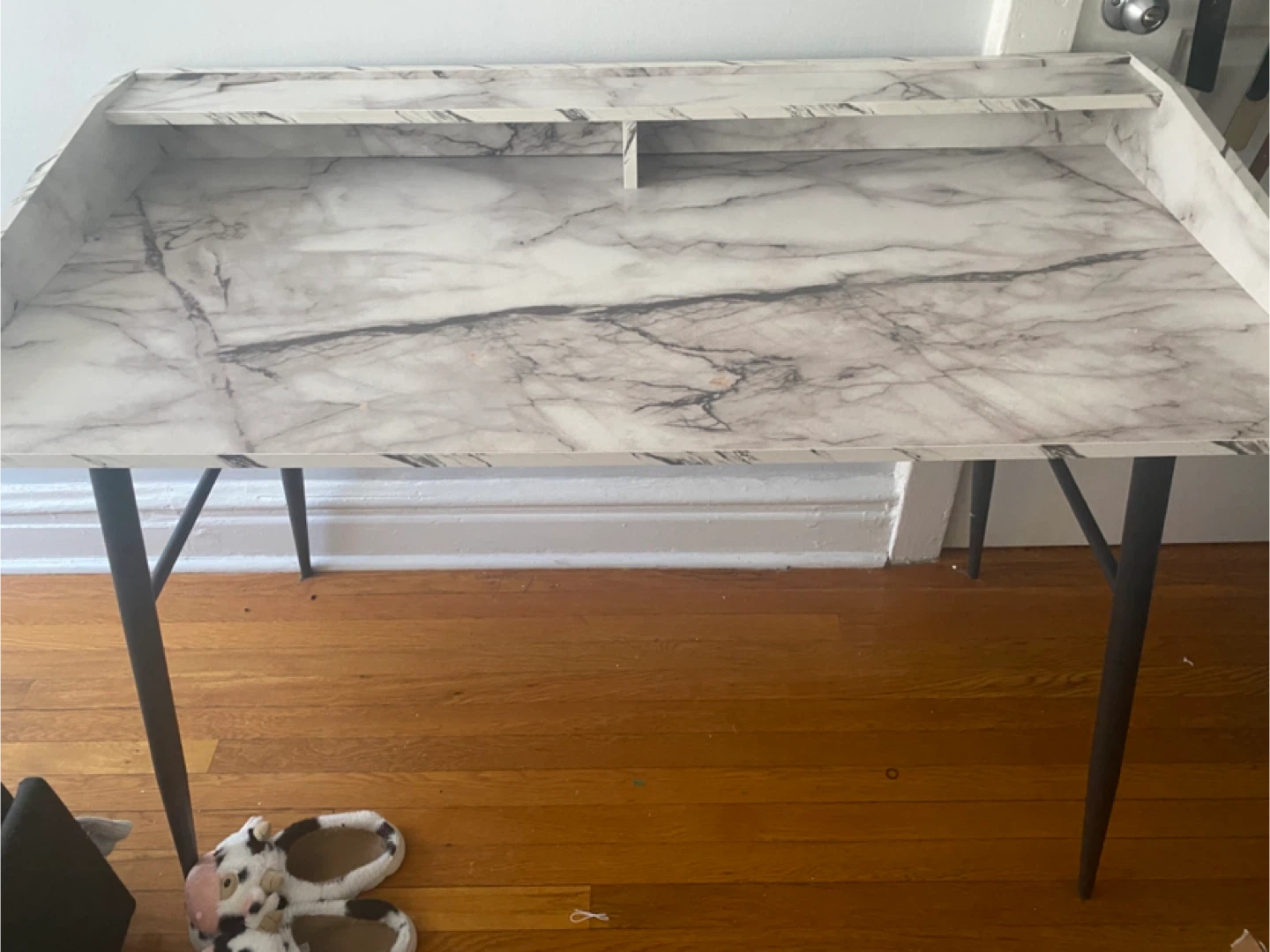 Marble Print Desk with Shelf - photo 5