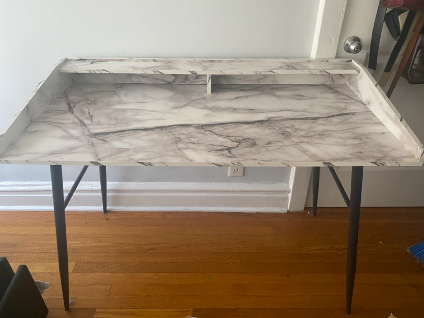 Marble Print Desk with Shelf