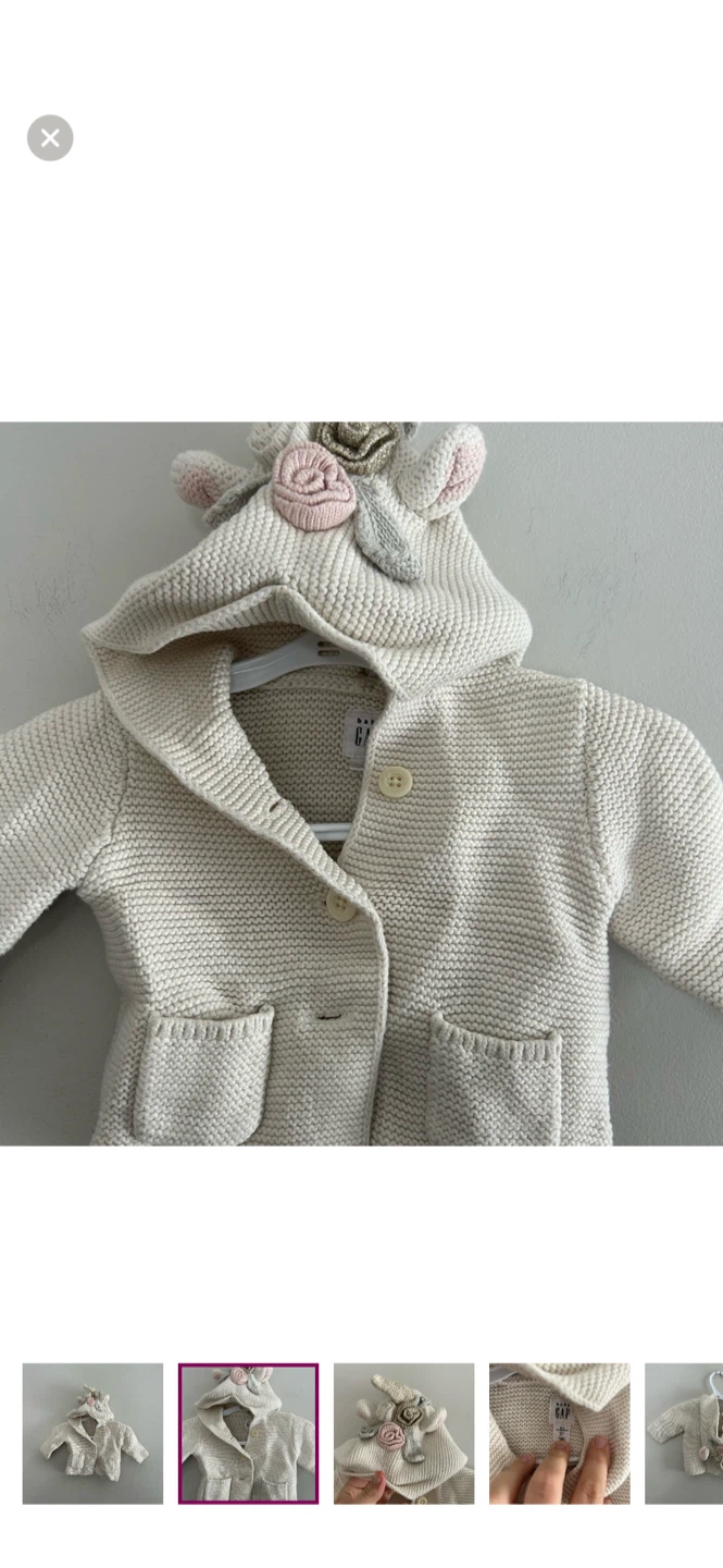 Baby Gap Unicorn Hooded Cardigan 0-3 Months - photo 2