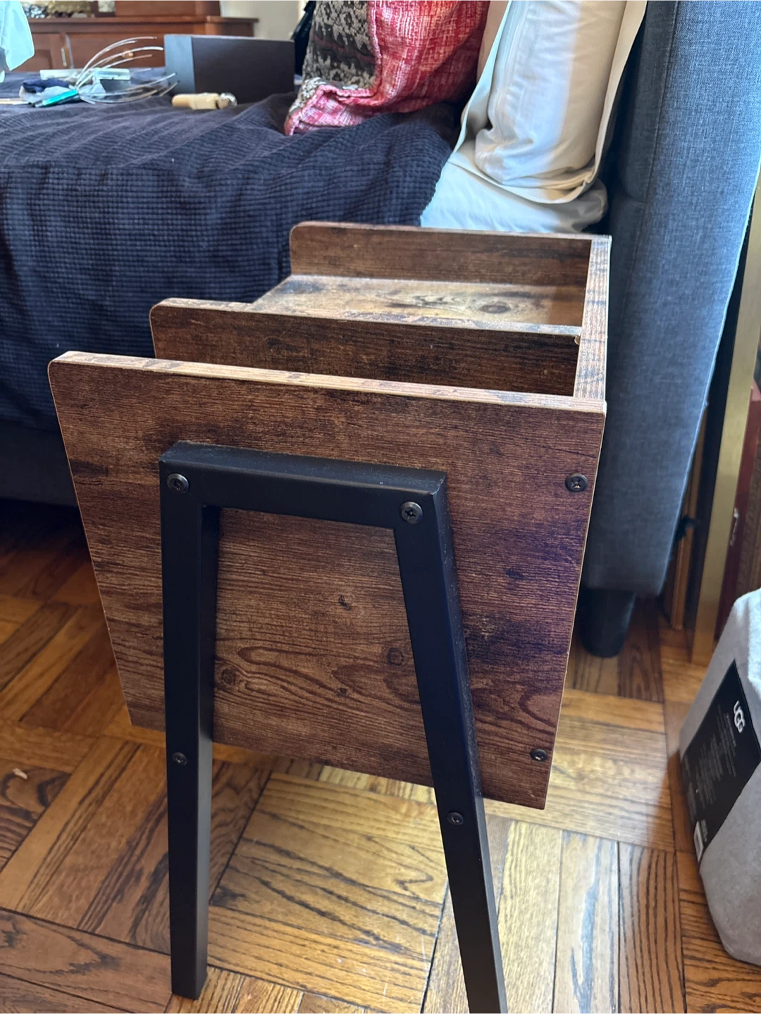 Set of 2 Rustic Wood End Table Nightstands with Shelf - photo 3