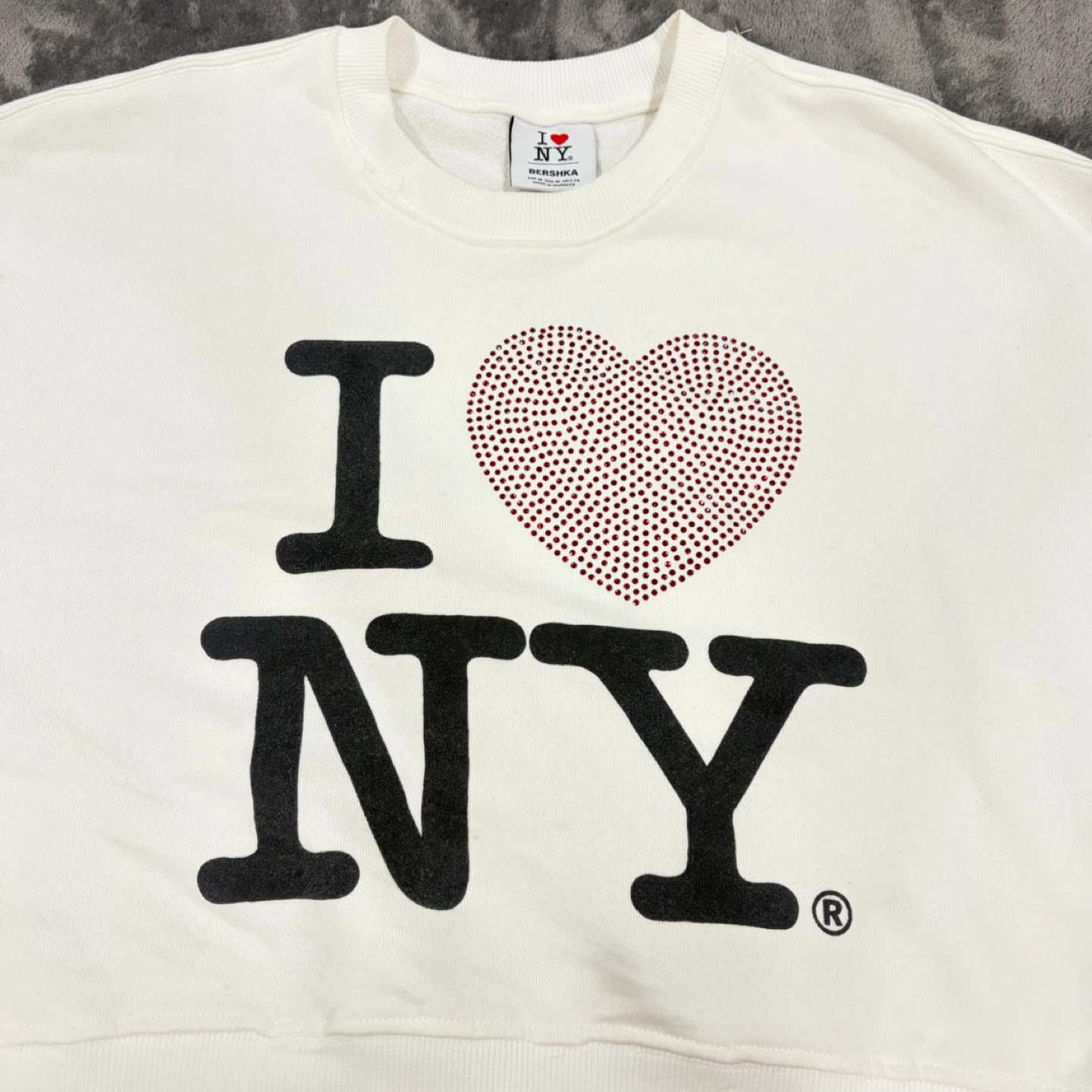 Bershka I Love NY Sweatshirt - White - Size M