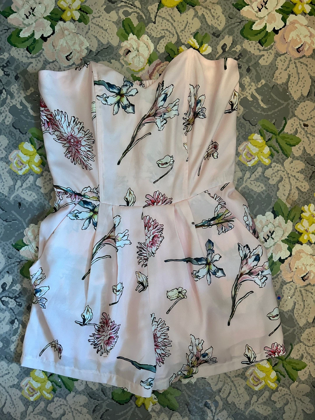 Molly Bracken Pink Floral Strapless Romper Size M