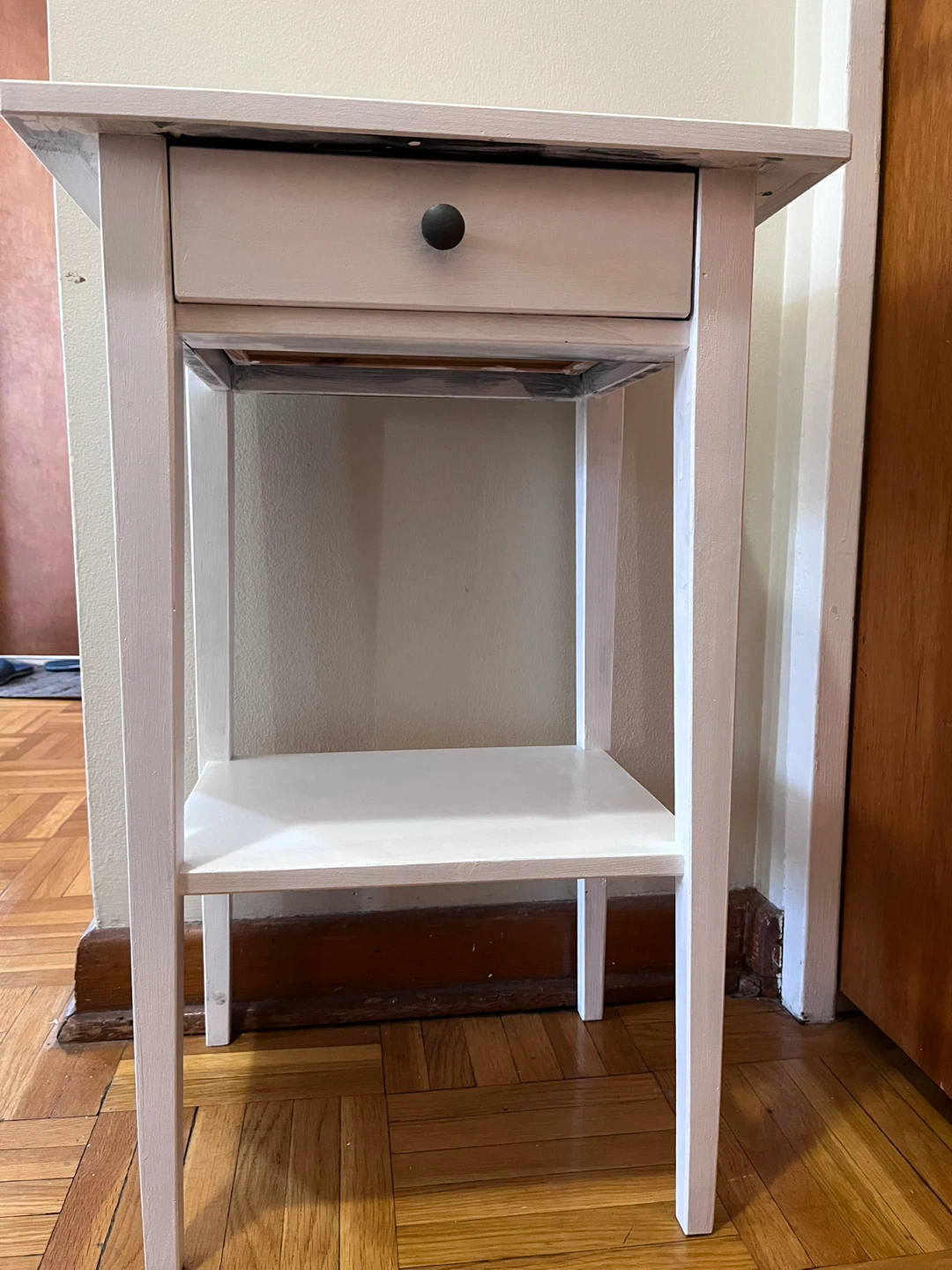 White Nightstand with Drawer - photo 3