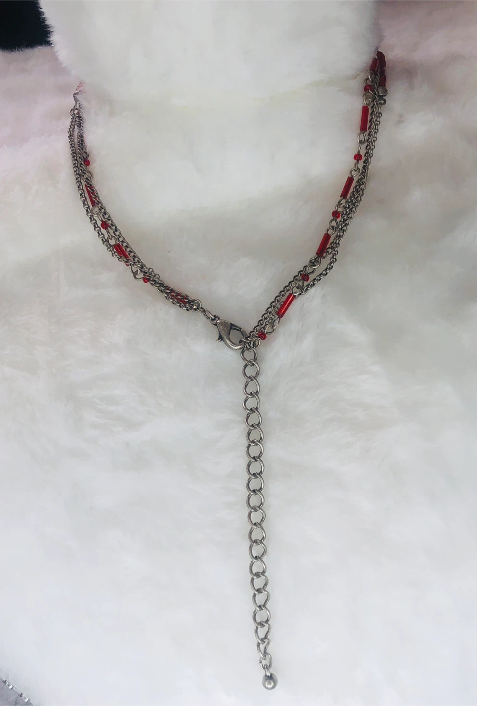 Layered Red Beaded & Chandelier Pendant Necklace - photo 3