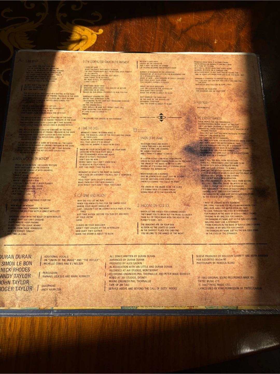 Duran Duran "Seven and the Ragged Tiger" Vinyl Record - photo 4