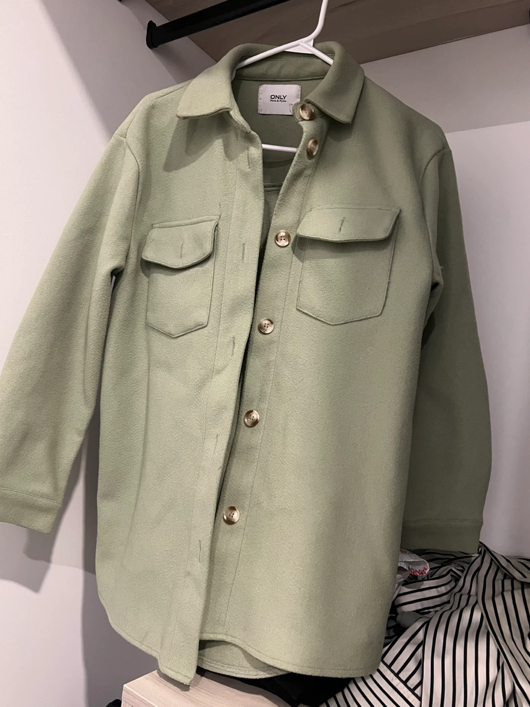 ONLY Neon & Nylon Shirt Jacket - Light Green XS