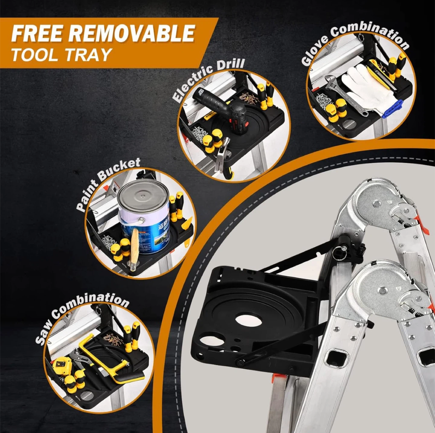 Aluminum Multi-Position Ladder with Removable Tool Tray - photo 5