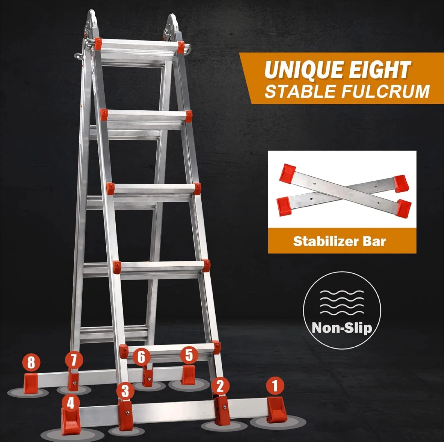 Aluminum Multi-Position Ladder with Removable Tool Tray - photo 3