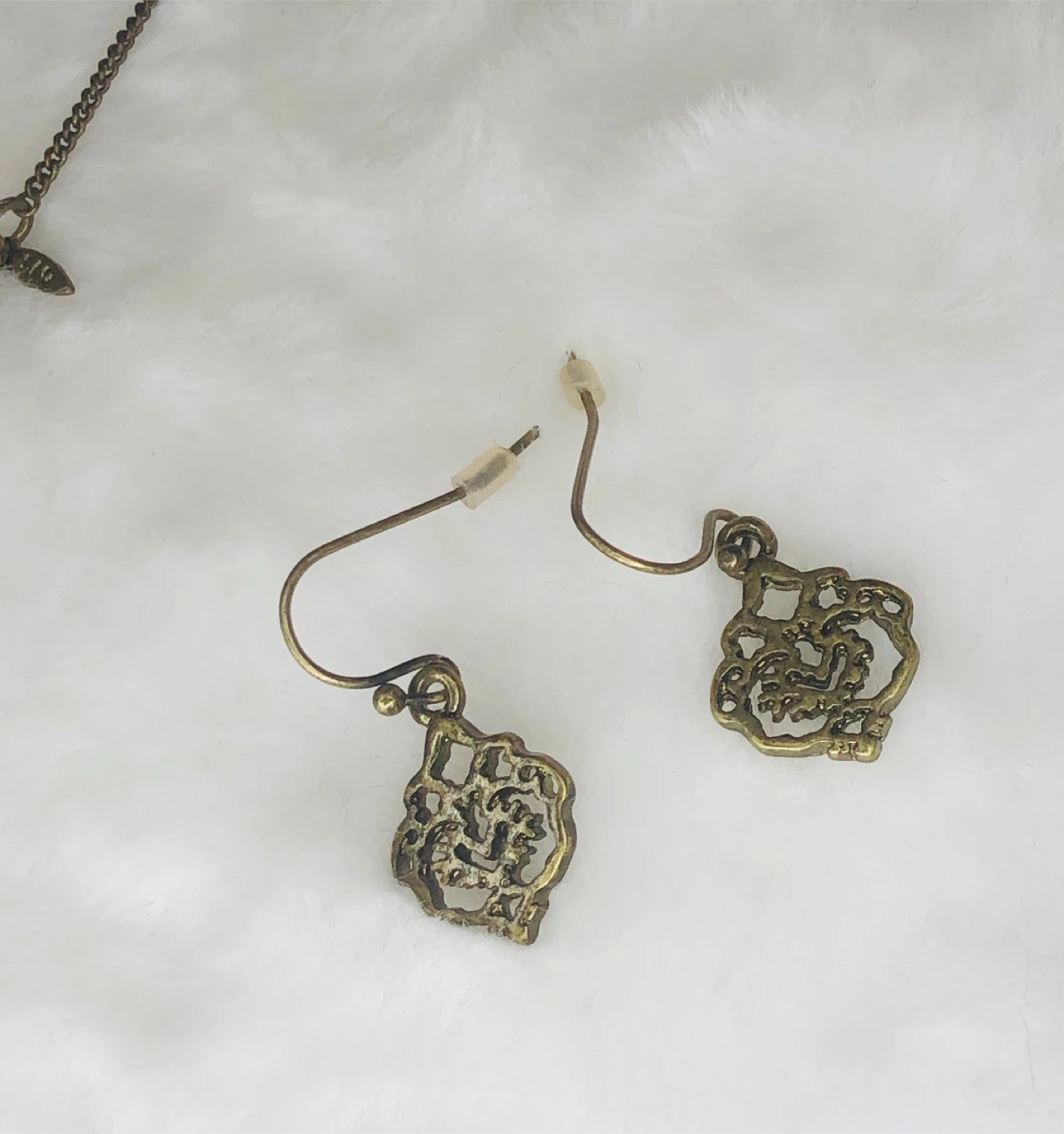 Vintage SAQ Gold Plated Necklace with Matching Earrings - photo 2