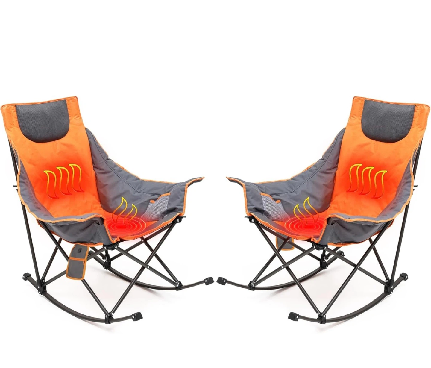 SunnyFeel Oversized Heated Camping Rocker Chair - Orange/Grey