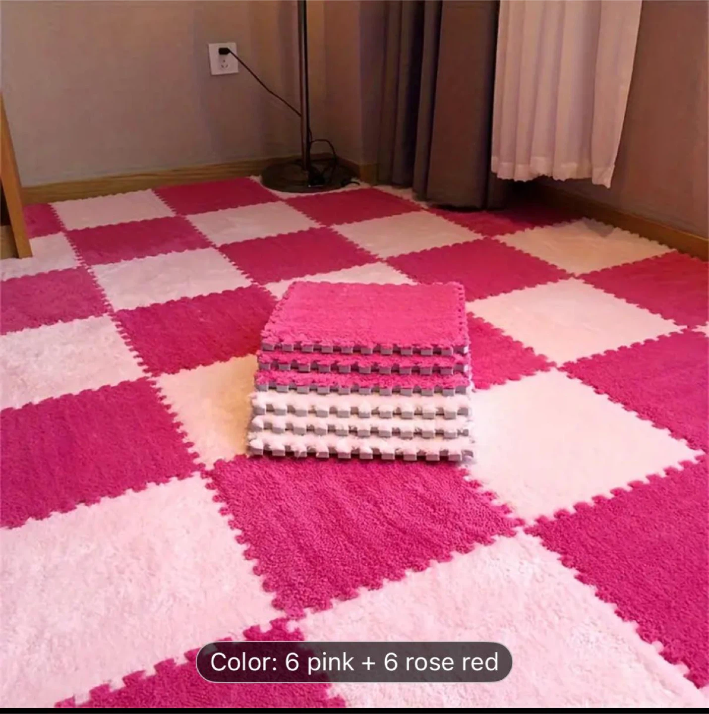 SEALED NEW 12 Soft Foam Interlocking Floor Mats Pink&Rose